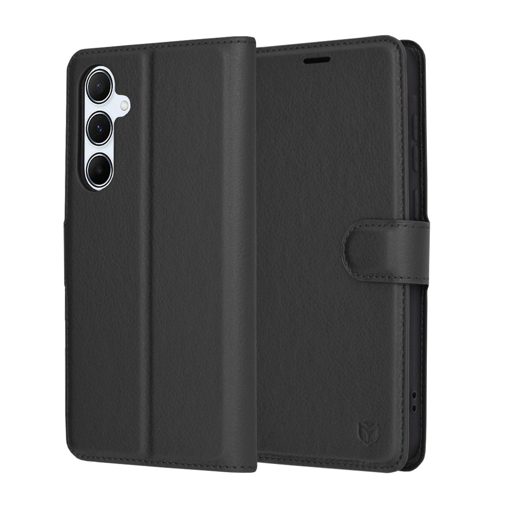 Hoes voor Samsung Galaxy A55 5G A556, Techsuit, Leather Folio, Zwart
