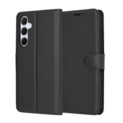 Hoes voor Samsung Galaxy A55 5G A556, Techsuit, Leather Folio, Zwart