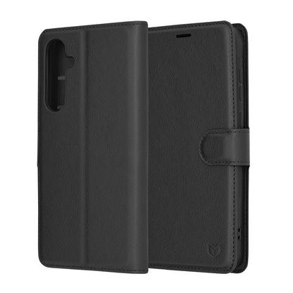 Hoes voor Samsung Galaxy A55 5G A556, Techsuit, Leather Folio, Zwart