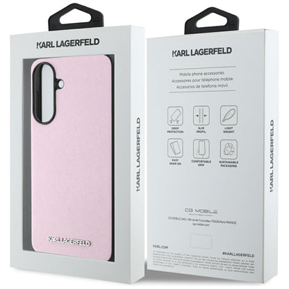 Hoes voor Samsung Galaxy A56 A566, Karl Lagerfeld, Saffiano Metal Logo, Roze