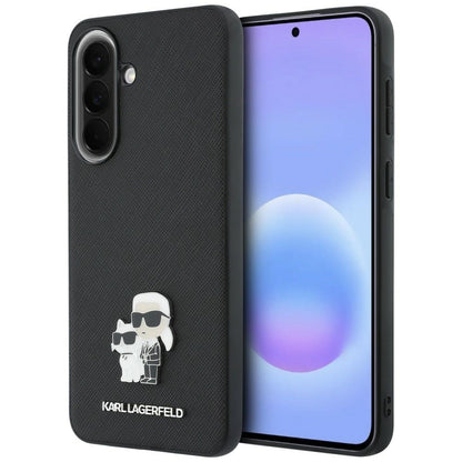 Hoesje voor Samsung Galaxy A57 5G, Karl Lagerfeld, Saffiano Karl & Choupette Metal, Zwart