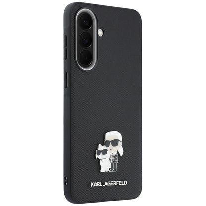 Hoesje voor Samsung Galaxy A57 5G, Karl Lagerfeld, Saffiano Karl & Choupette Metal, Zwart