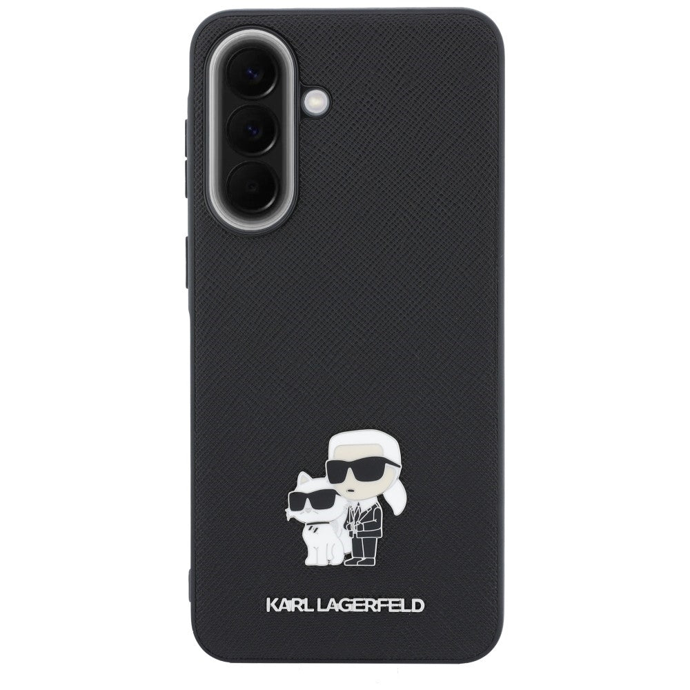Hoesje voor Samsung Galaxy A57 5G, Karl Lagerfeld, Saffiano Karl & Choupette Metal, Zwart