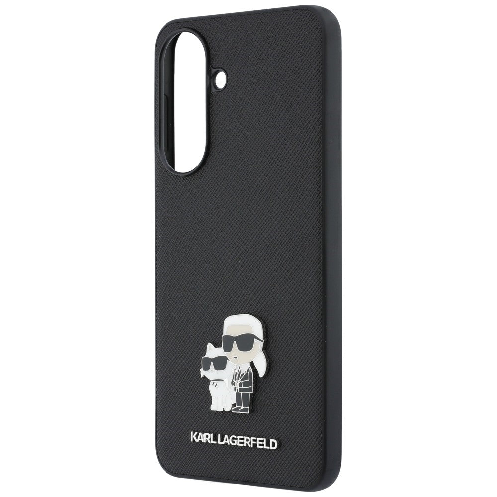Hoesje voor Samsung Galaxy A57 5G, Karl Lagerfeld, Saffiano Karl & Choupette Metal, Zwart