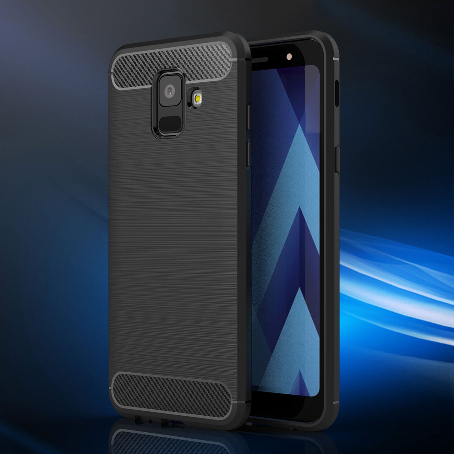 Hoes voor Samsung Galaxy A6 (2018) A600, Techsuit, Carbon, Zwart