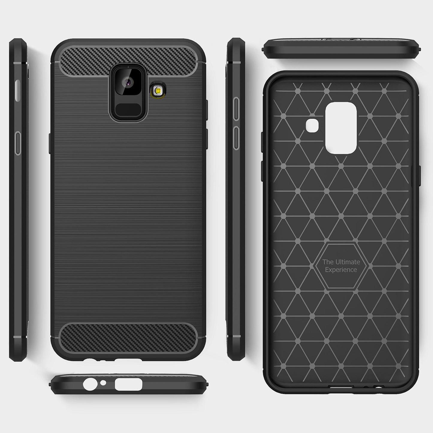 Hoes voor Samsung Galaxy A6 (2018) A600, Techsuit, Carbon, Zwart
