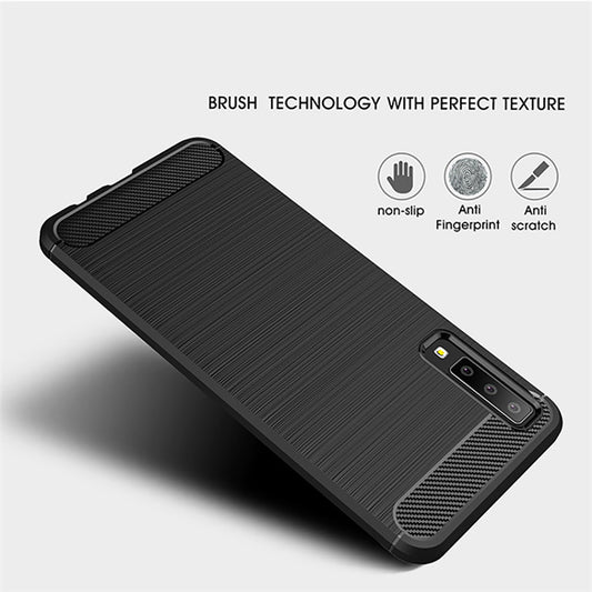Hoes voor Samsung Galaxy A7 (2018) A750, Techsuit, Carbon, Zwart