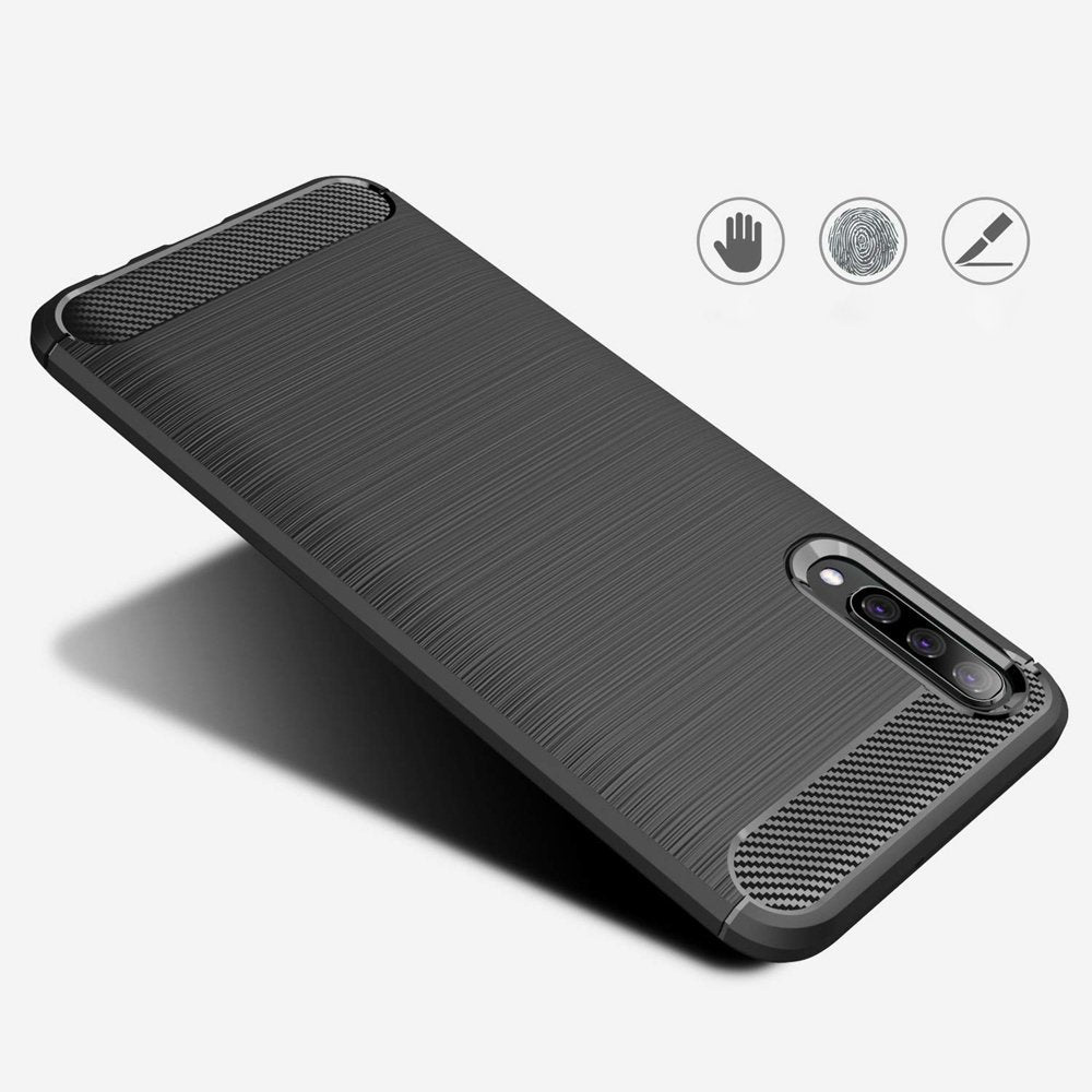 Hoes voor Samsung Galaxy A70s A707 / A70 A705, Techsuit, Carbon, Zwart