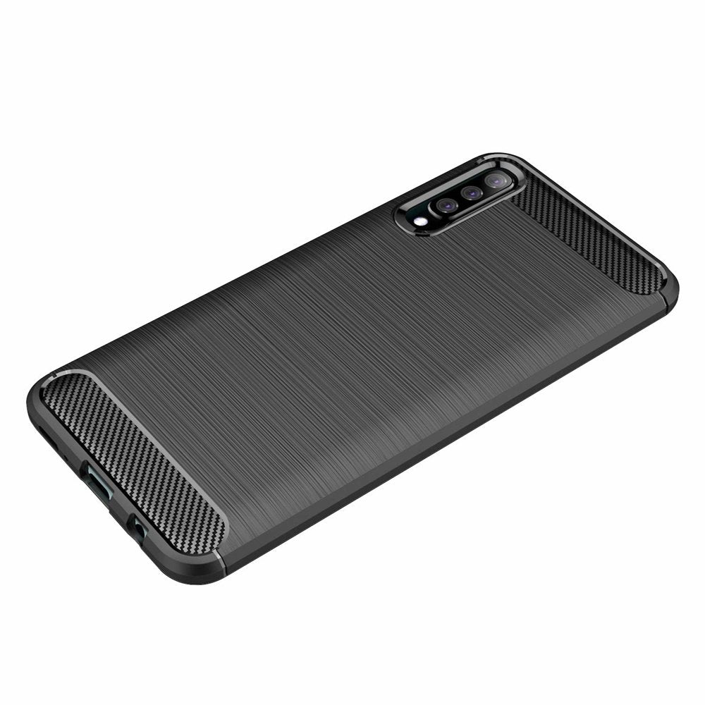 Hoes voor Samsung Galaxy A70s A707 / A70 A705, Techsuit, Carbon, Zwart