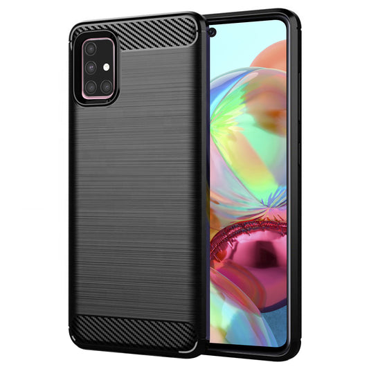 Hoes voor Samsung Galaxy A71 A715, Techsuit, Carbon, Zwart