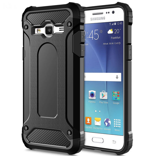 Hoes voor Samsung Galaxy J5 J500, Techsuit, Hybrid Armor, Zwart