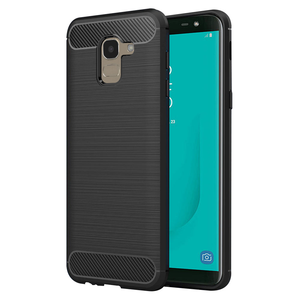 Hoes voor Samsung Galaxy J6 J600, Techsuit, Carbon, Zwart