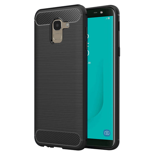 Hoes voor Samsung Galaxy J6 J600, Techsuit, Carbon, Zwart