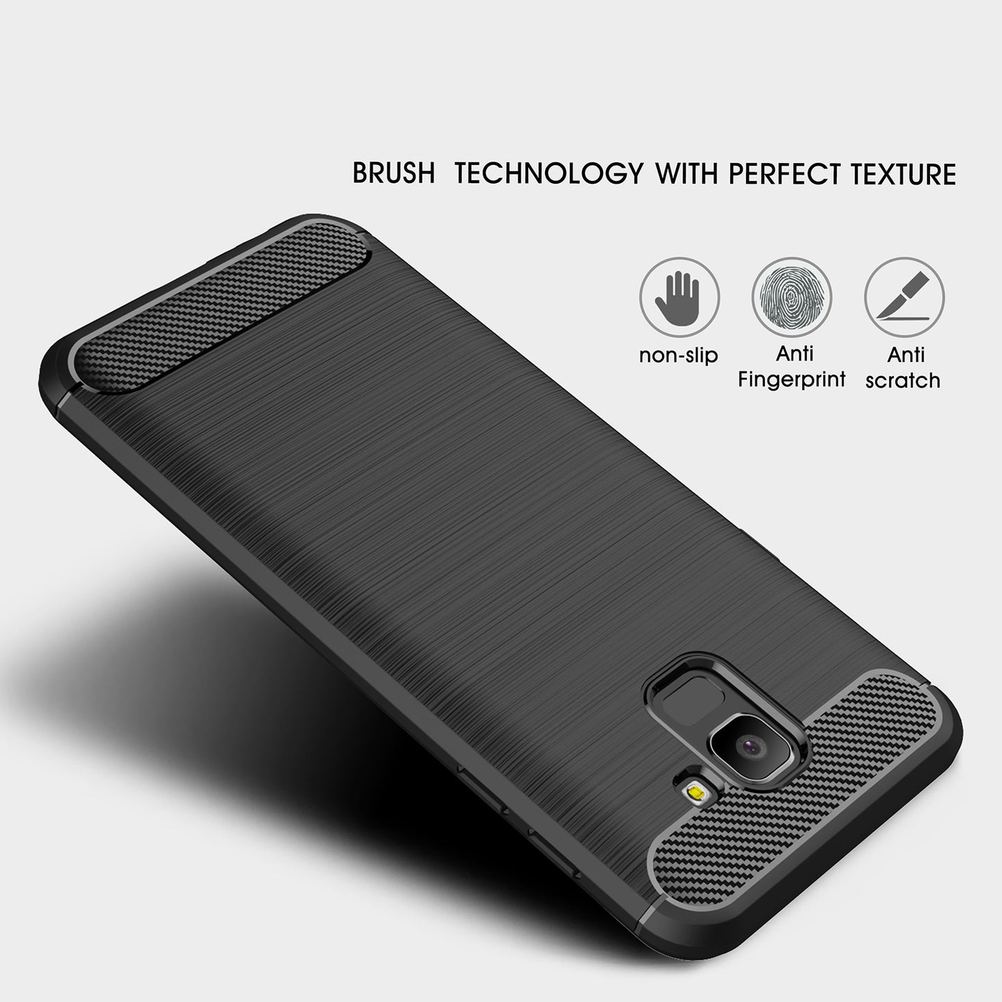 Hoes voor Samsung Galaxy J6 J600, Techsuit, Carbon, Zwart