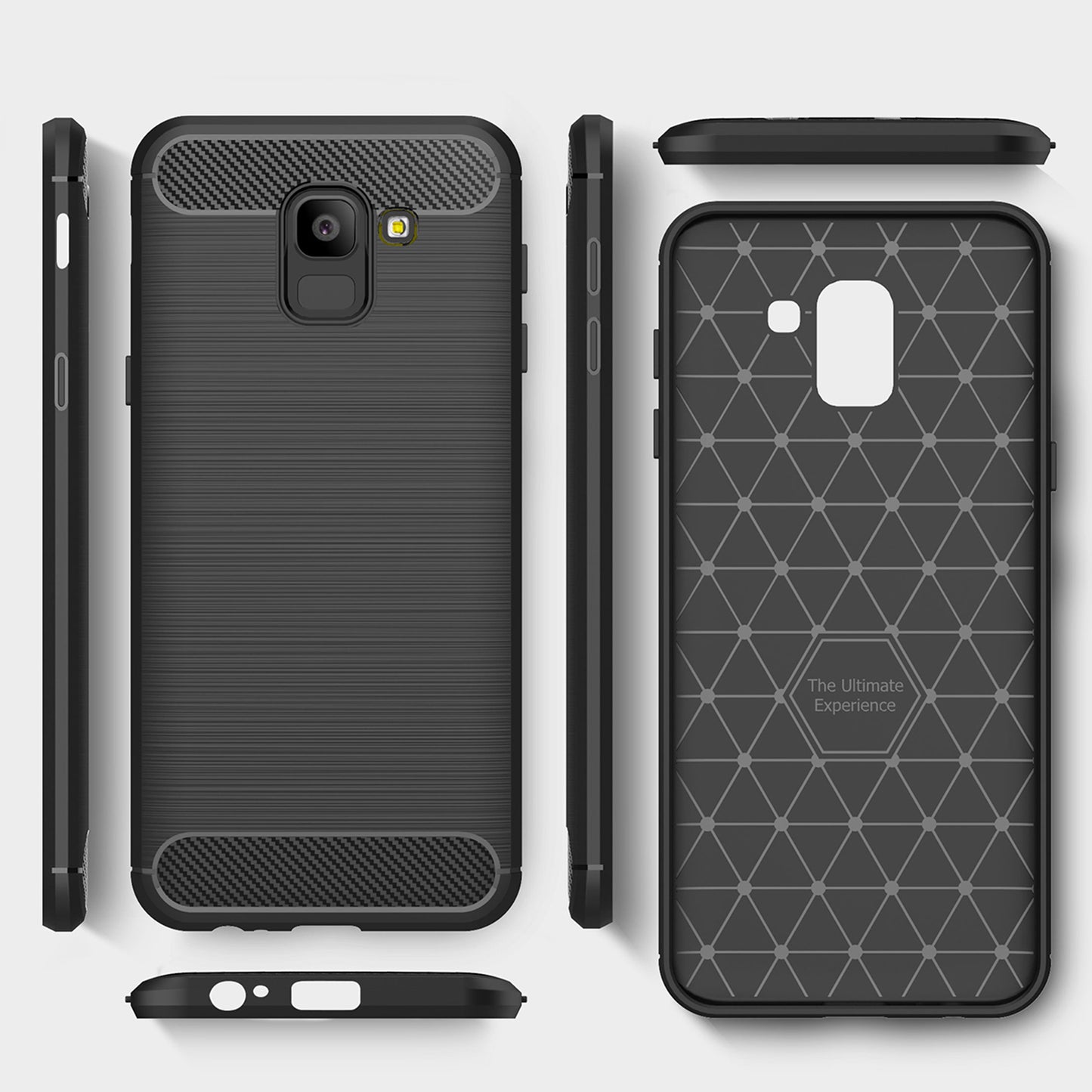 Hoes voor Samsung Galaxy J6 J600, Techsuit, Carbon, Zwart