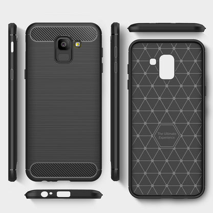 Hoes voor Samsung Galaxy J6 J600, Techsuit, Carbon, Zwart