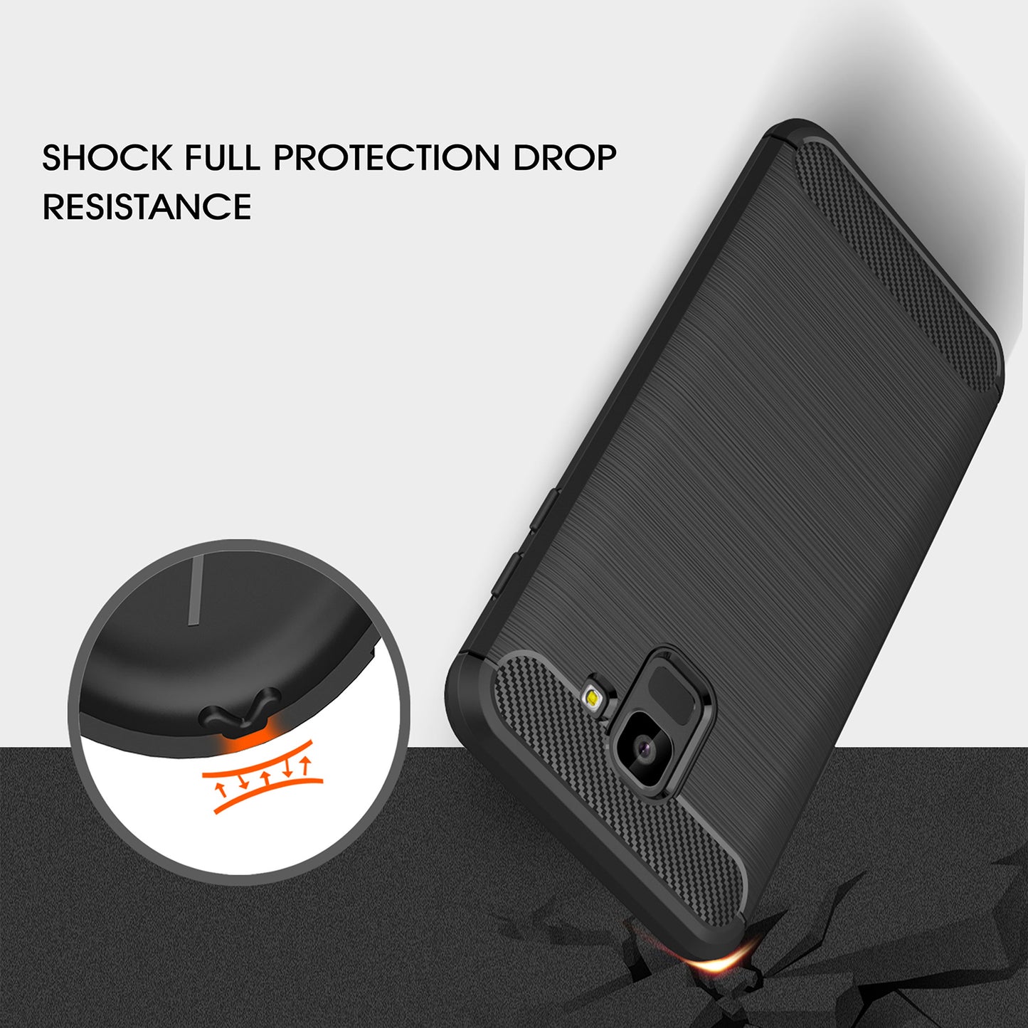 Hoes voor Samsung Galaxy J6 J600, Techsuit, Carbon, Zwart