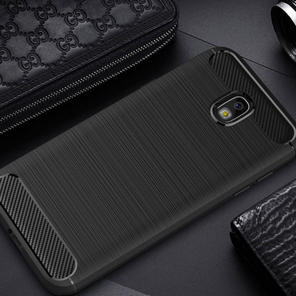 Hoes voor Samsung Galaxy J7 (2017) J730, Techsuit, Carbon, Zwart