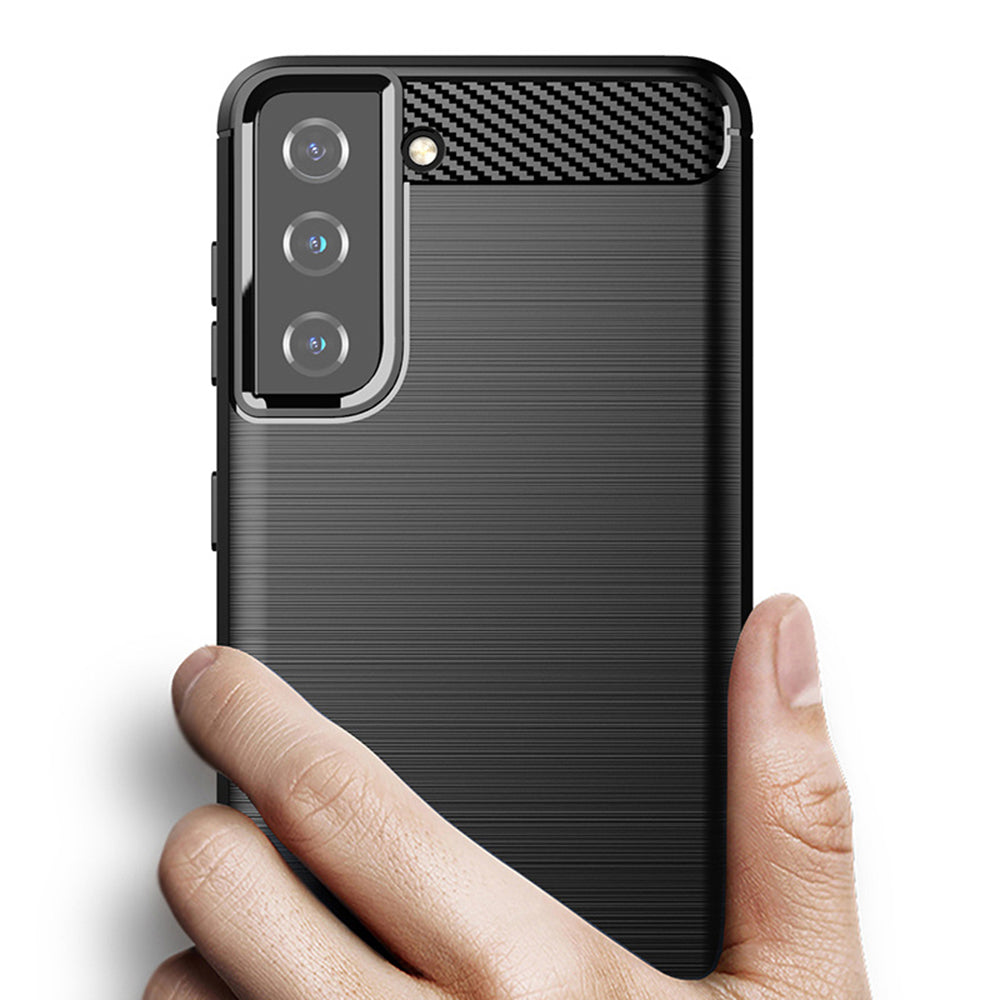 Hoes voor Samsung Galaxy S21+ 5G G996, Techsuit, Carbon, Zwart