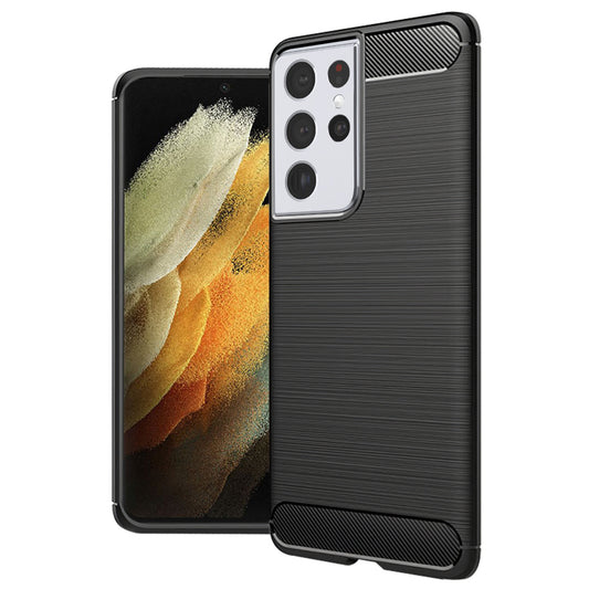 Hoes voor Samsung Galaxy S21 Ultra 5G G998, Techsuit, CarbonFiber, Zwart