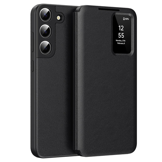 Hoes voor Samsung Galaxy S22 5G S901, Techsuit, SmartView, Zwart