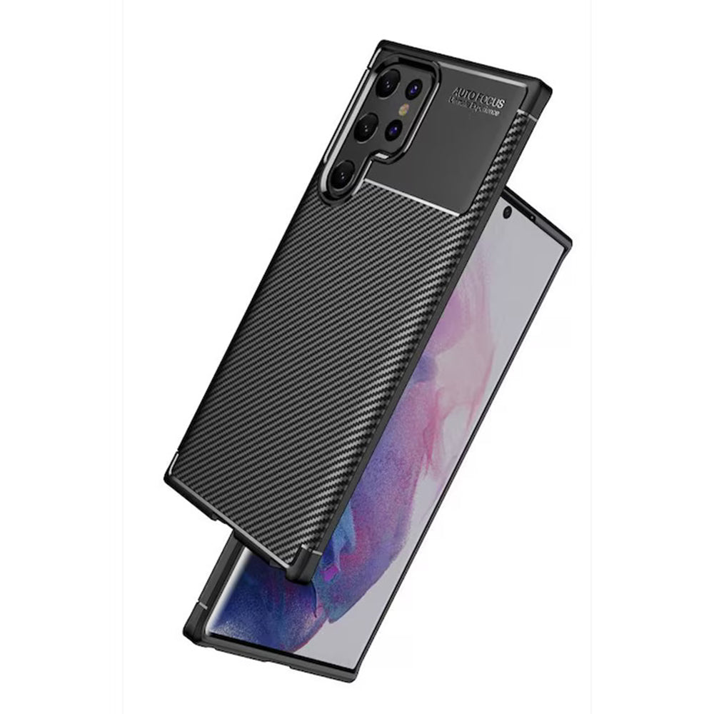 Hoes voor Samsung Galaxy S22 Ultra 5G S908, Techsuit, CarbonFiber, Zwart