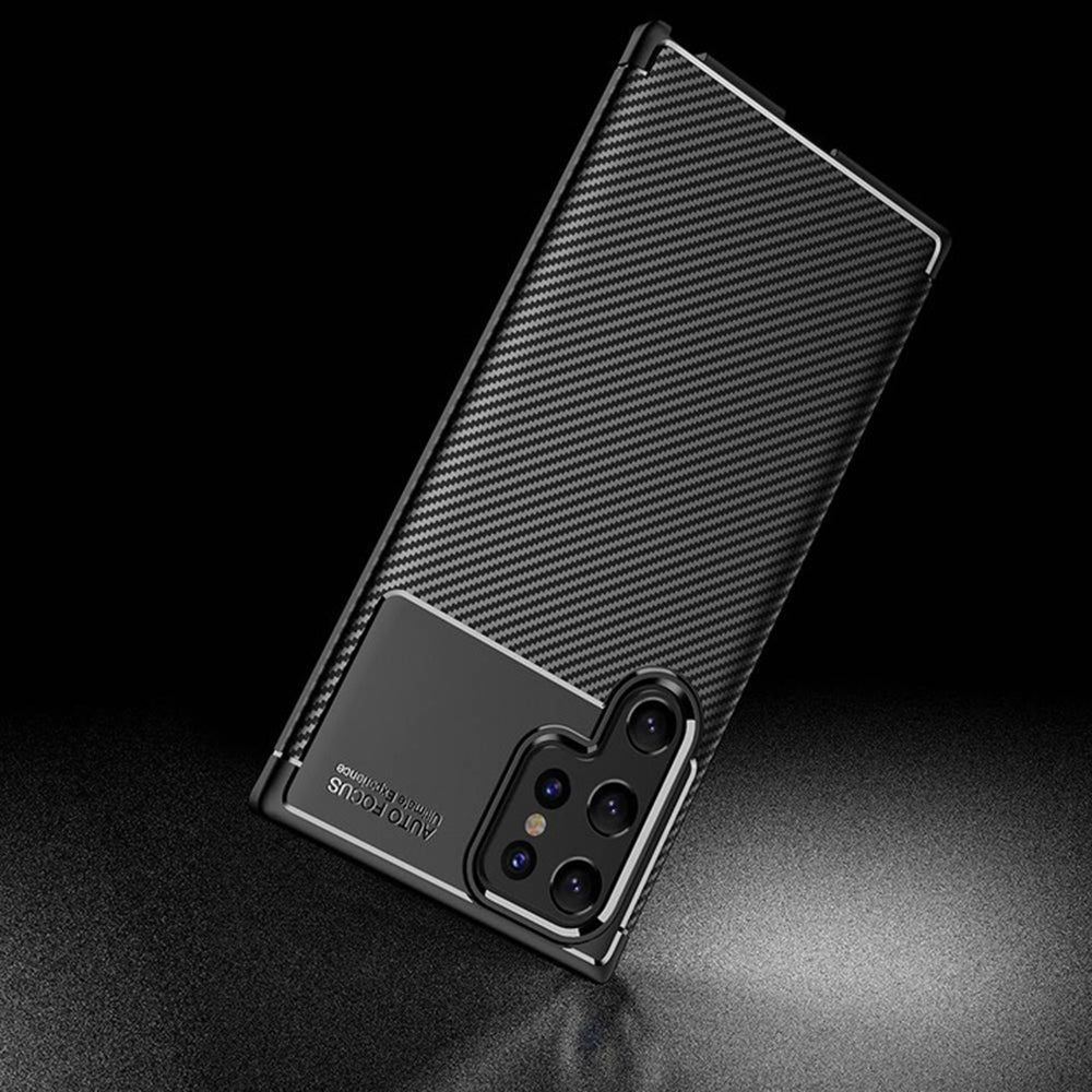 Hoes voor Samsung Galaxy S22 Ultra 5G S908, Techsuit, CarbonFiber, Zwart