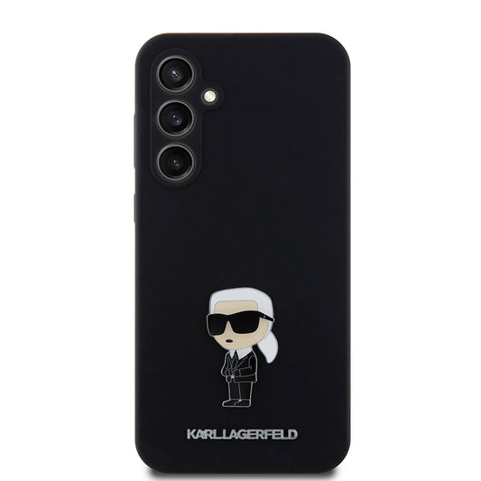 Hoes voor Samsung Galaxy S23 FE S711, Karl Lagerfeld, Silicone Ikonik Karl Metal, Zwart