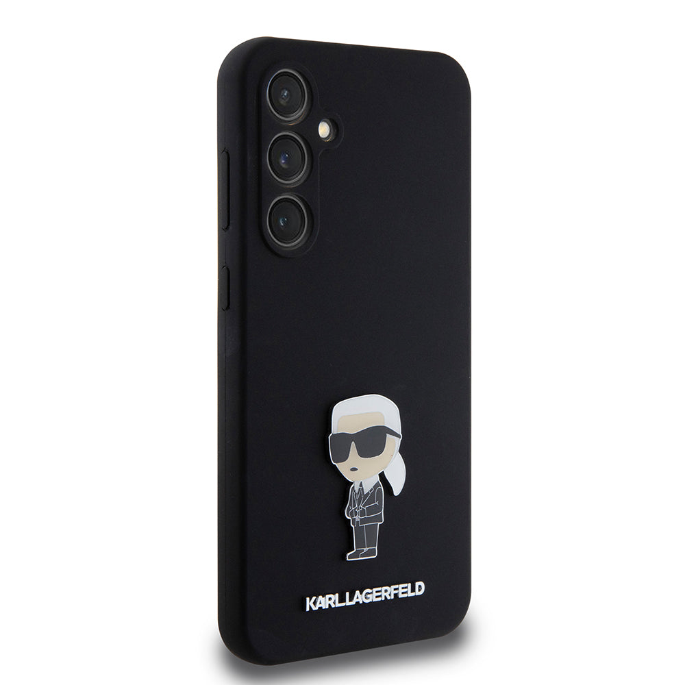 Case for Samsung Galaxy S23 FE S711, Karl Lagerfeld, Silicone Ikonik Karl Metal, Black