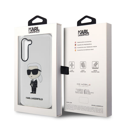 Hoes voor Samsung Galaxy S23+ S916, Karl Lagerfeld, Ikonik Karl, Transparant