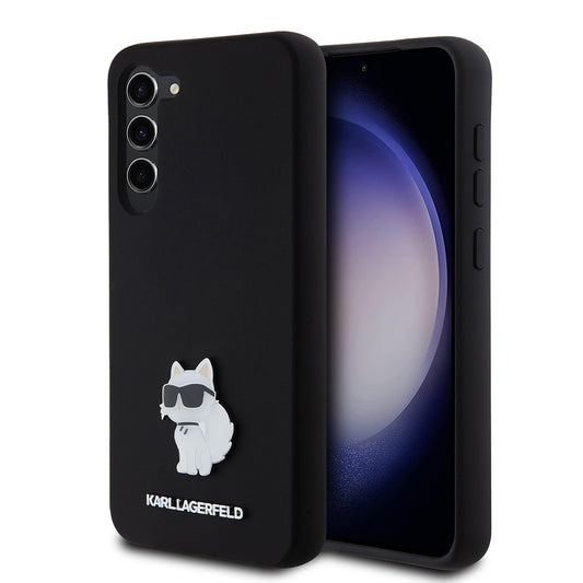 Hoes voor Samsung Galaxy S23+ S916, Karl Lagerfeld, Silicone Choupette Metal, Zwart