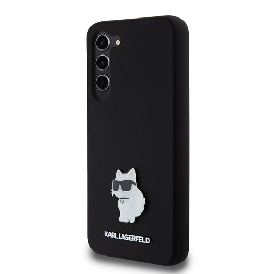 Hoes voor Samsung Galaxy S23+ S916, Karl Lagerfeld, Silicone Choupette Metal, Zwart