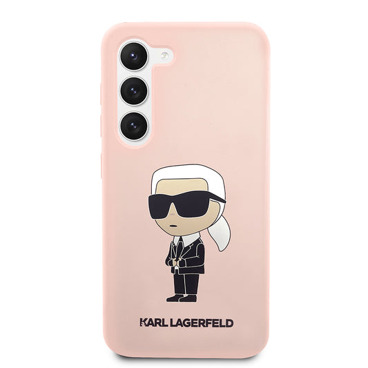 Hoes voor Samsung Galaxy S23+ S916, Karl Lagerfeld, Silicone Ikonik Karl, Roze