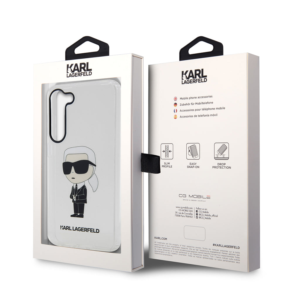 Hoes voor Samsung Galaxy S23 S911, Karl Lagerfeld, Ikonik Karl, Transparant