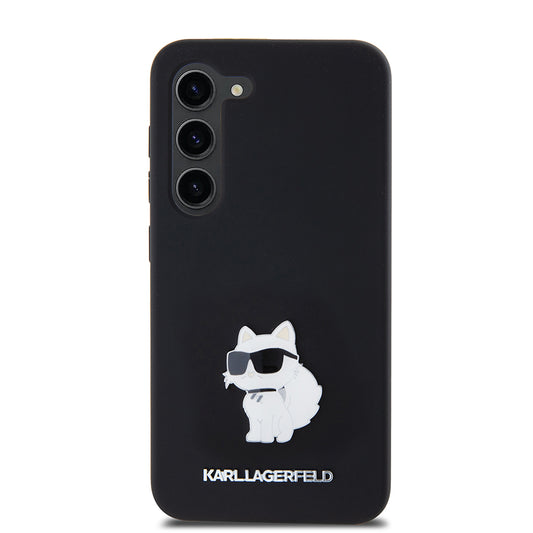 Hoes voor Samsung Galaxy S23 S911, Karl Lagerfeld, Silicone Choupette Metal, Zwart