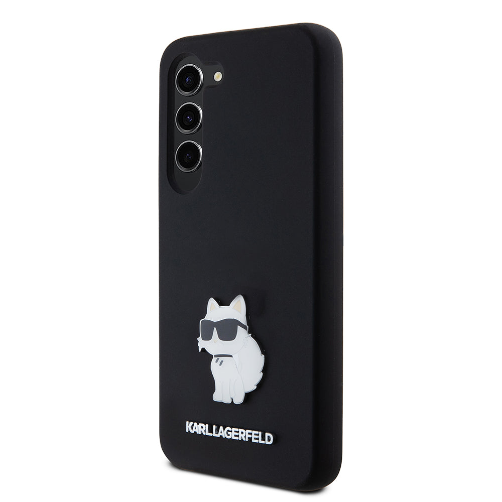 Case for Samsung Galaxy S23 S911, Karl Lagerfeld, Silicone Choupette Metal, Black