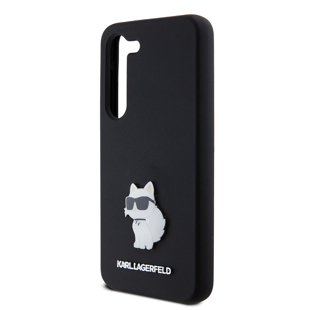 Case for Samsung Galaxy S23 S911, Karl Lagerfeld, Silicone Choupette Metal, Black