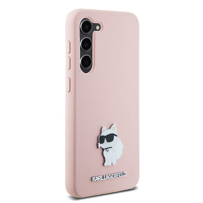 Hoes voor Samsung Galaxy S23 S911, Karl Lagerfeld, Silicone Choupette Metal, Roze