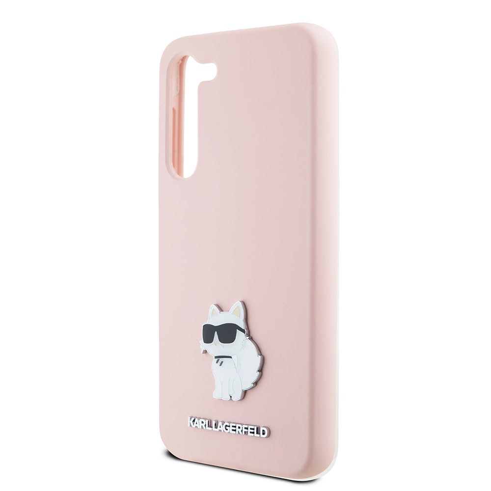 Hoes voor Samsung Galaxy S23 S911, Karl Lagerfeld, Silicone Choupette Metal, Roze