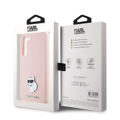 Hoes voor Samsung Galaxy S23 S911, Karl Lagerfeld, Silicone Choupette Metal, Roze