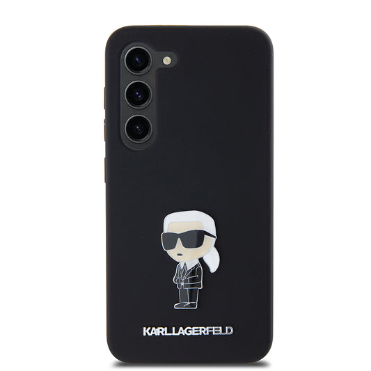 Hoes voor Samsung Galaxy S23 S911, Karl Lagerfeld, Silicone Ikonik Karl Metal, Zwart