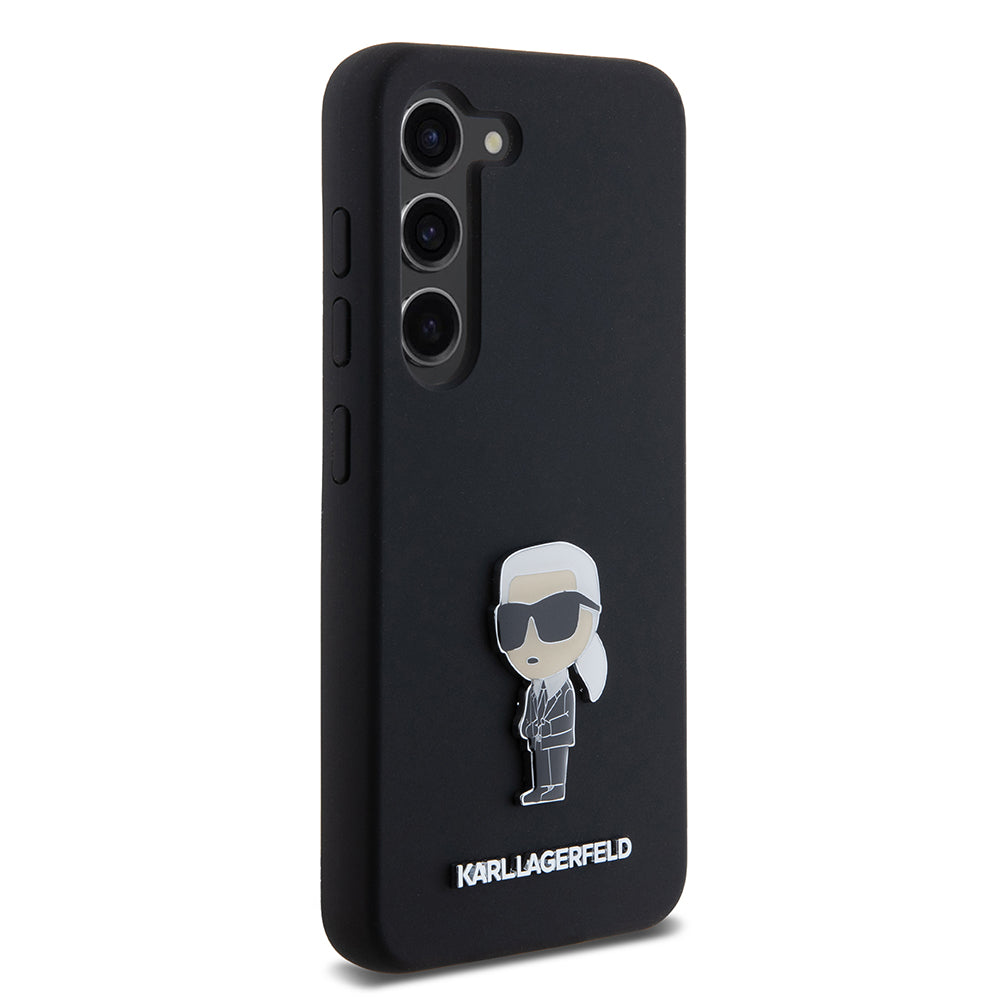 Case for Samsung Galaxy S23 S911, Karl Lagerfeld, Silicone Ikonik Karl Metal, Black