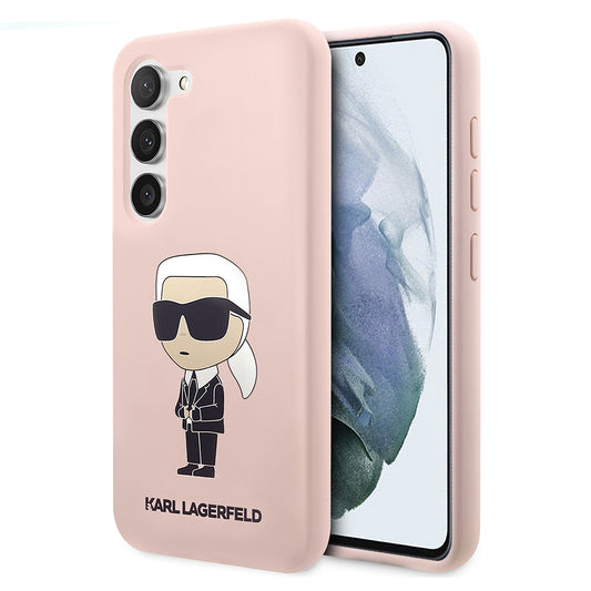 Hoes voor Samsung Galaxy S23 S911, Karl Lagerfeld, Silicone Ikonik Karl, Roze