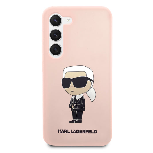 Hoes voor Samsung Galaxy S23 S911, Karl Lagerfeld, Silicone Ikonik Karl, Roze