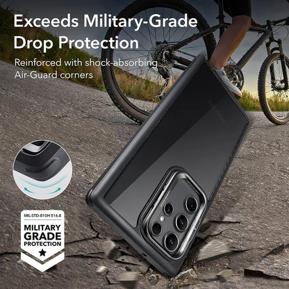 Hoes voor Samsung Galaxy S23 Ultra S918, ESR, Shock Armor Kickstand, Zwart Transparant