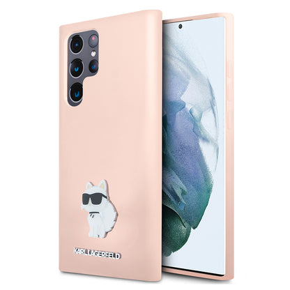 Hoes voor Samsung Galaxy S23 Ultra S918, Karl Lagerfeld, Silicone Choupeete Metal, Roze