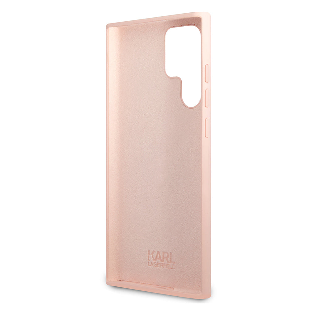 Hoes voor Samsung Galaxy S23 Ultra S918, Karl Lagerfeld, Silicone Choupeete Metal, Roze