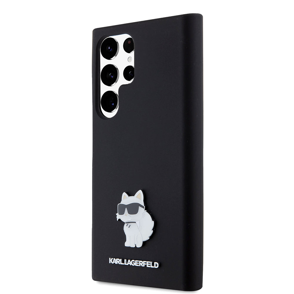 Hoesje voor Samsung Galaxy S23 Ultra S918, Karl Lagerfeld, Silicone Choupette, Zwart