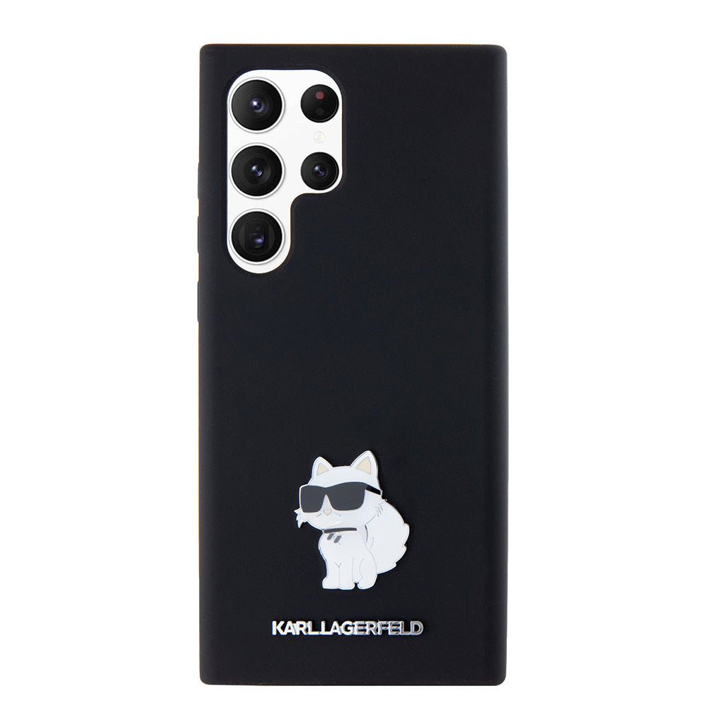 Hoesje voor Samsung Galaxy S23 Ultra S918, Karl Lagerfeld, Silicone Choupette, Zwart