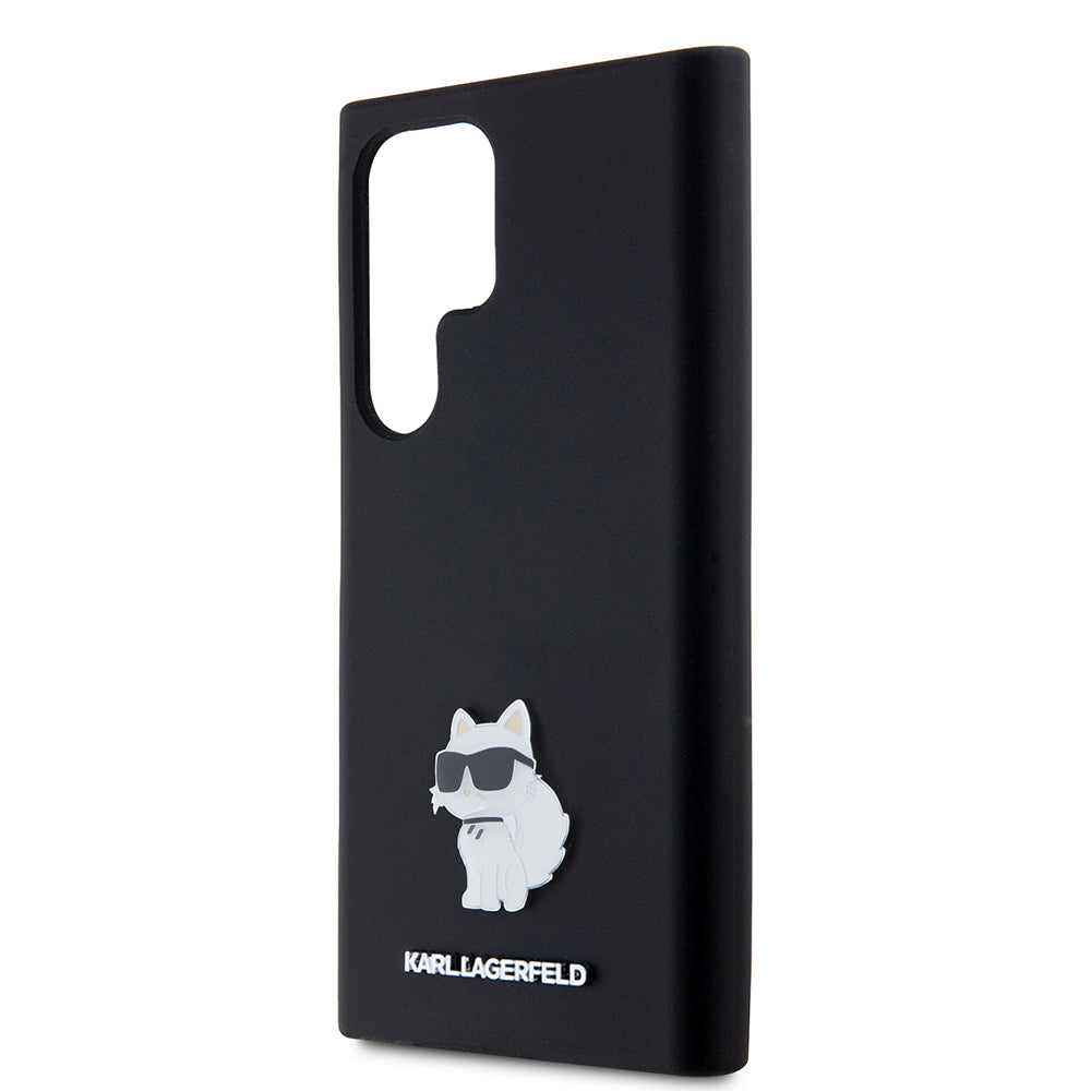 Hoesje voor Samsung Galaxy S23 Ultra S918, Karl Lagerfeld, Silicone Choupette, Zwart